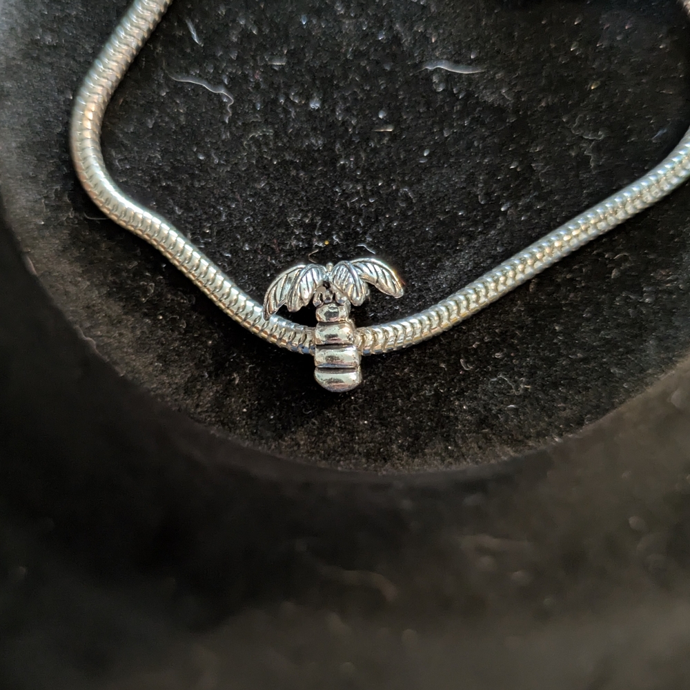 Silver Bracelet Charm with Textured Detail